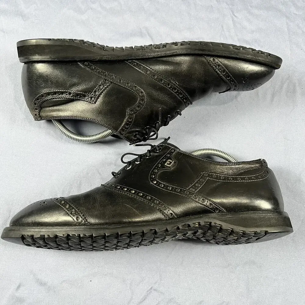 FootJoy Classics Oxford Wingtip Men’s Size 10 Black Leather Golf Shoes 55186